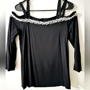 INC Black Blouse 👚 off the shoulder half sleeve blouse